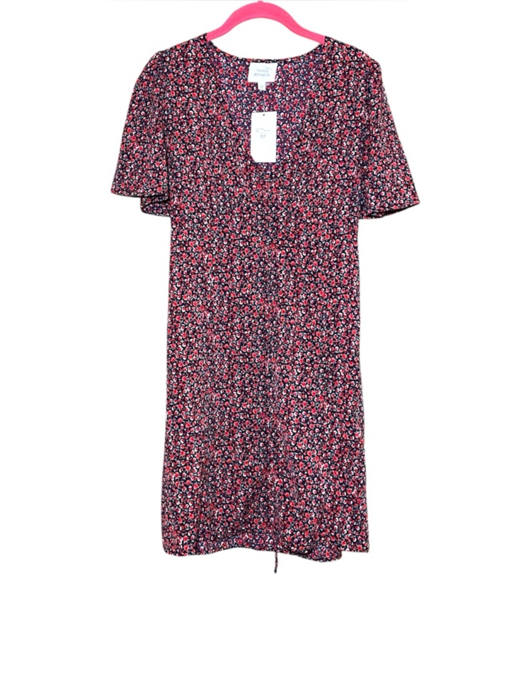 Things Between Ara Mini Dress NWT Red Black L 90’s Floral Boho - Picture 4 of 7